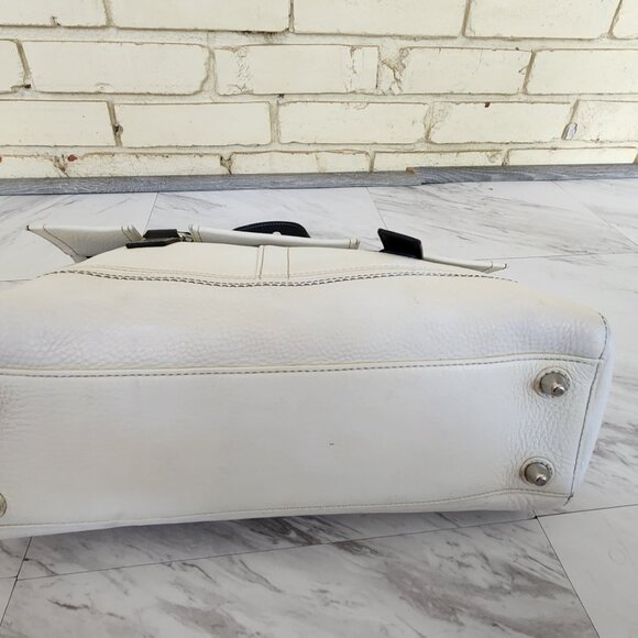 Rare Vintage Coach Hamilton White Pebbled Leather Satchel Tote Bag Purse - Picture 7 of 13